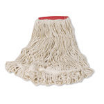 Super Stitch Looped-End Wet Mop Head, Cotton/synthetic, Large Size, Red/white